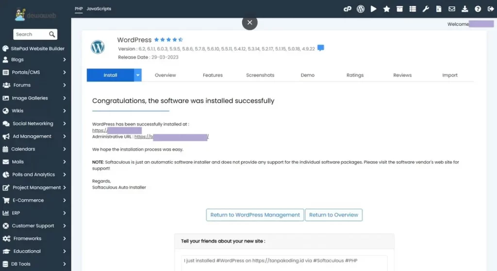 Cara Instalasi WordPress di cPanel (16)